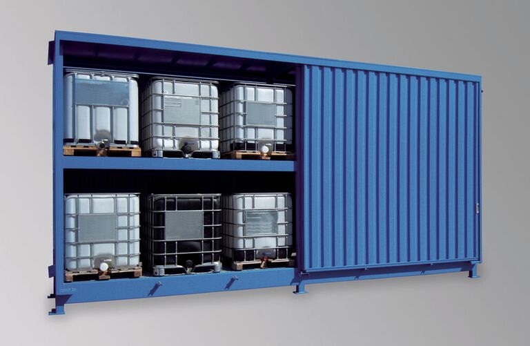 Gefahrstoff-Regalcontainer mit Schiebetor